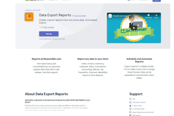 data reporting app @ Shopify